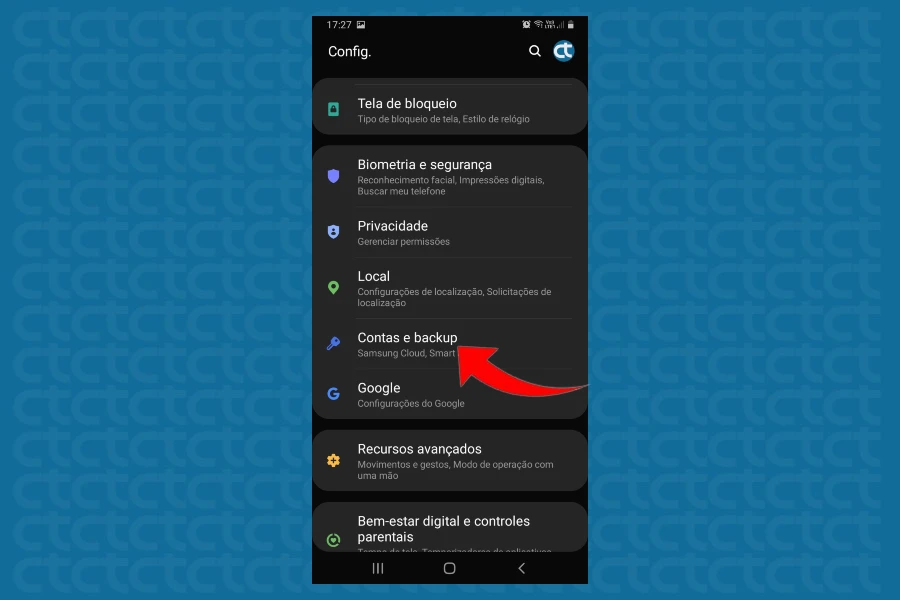 Passos para remover a conta Google no celular Samsung