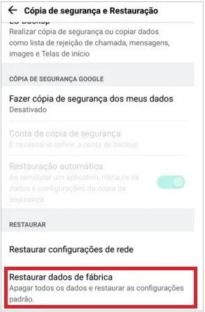 Como retornar o LG K11 aos padrões de fábrica