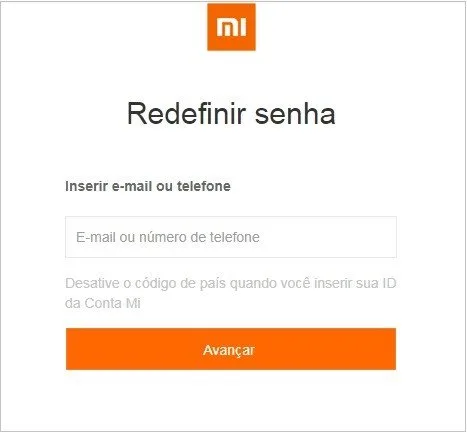 Como redefinir a senha da conta Mi