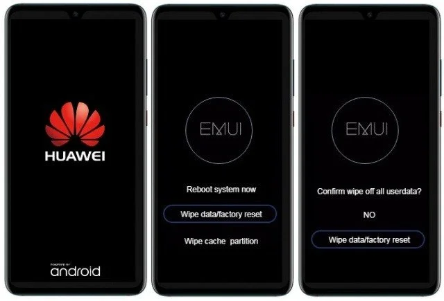 telas 1, 2 e 3 factory reset Huawei Mate 10