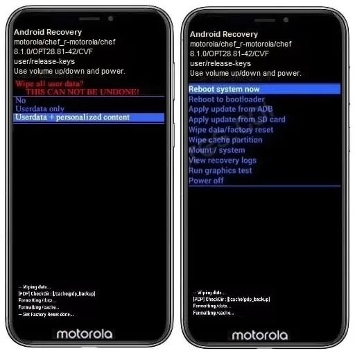 Como formatar Motorola One Power através do modo de recuperação?