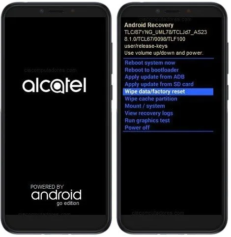 Como formatar Alcatel 1S pelo modo de recuperação?