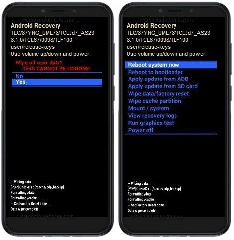 Como formatar Alcatel 1S pelo modo de recuperação?