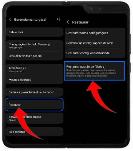 Como formatar o Samsung Galaxy Fold pelas configurações?