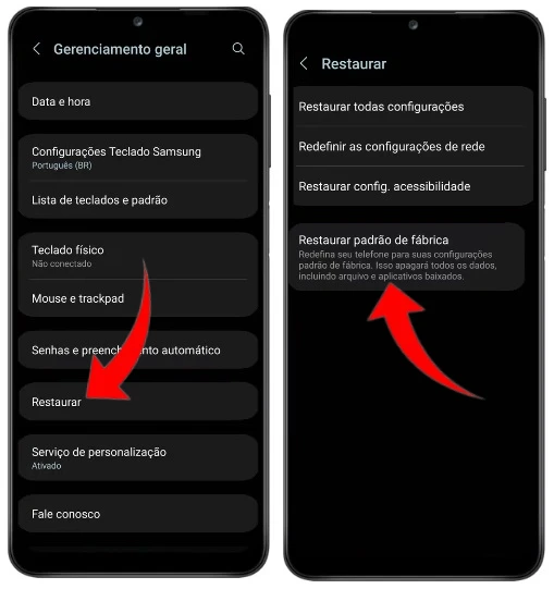 Como formatar o Samsung Galaxy A70 pelas configurações?
