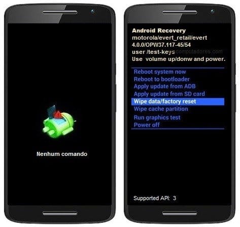 Como formatar Motorola Moto X Play pelo modo de recuperação?