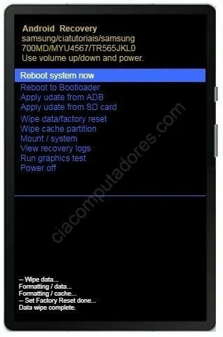 Como formatar o Samsung Galaxy Tab S6 pelo modo de recuperação?