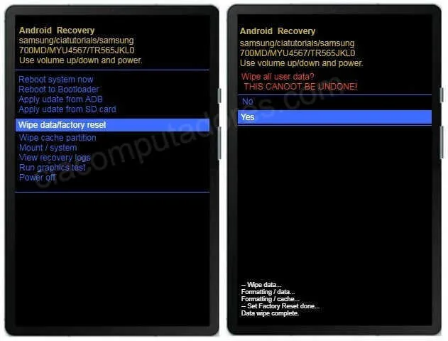 Como formatar o Samsung Galaxy Tab S6 pelo modo de recuperação?