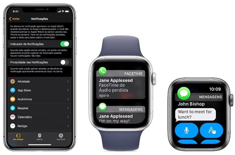 nao estou recebendo notificações no apple watch