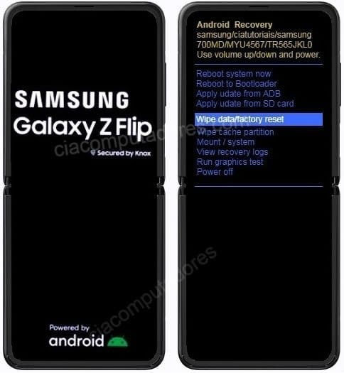 Como formatar Samsung Galaxy Z Flip (2020) através do modo de recuperação?