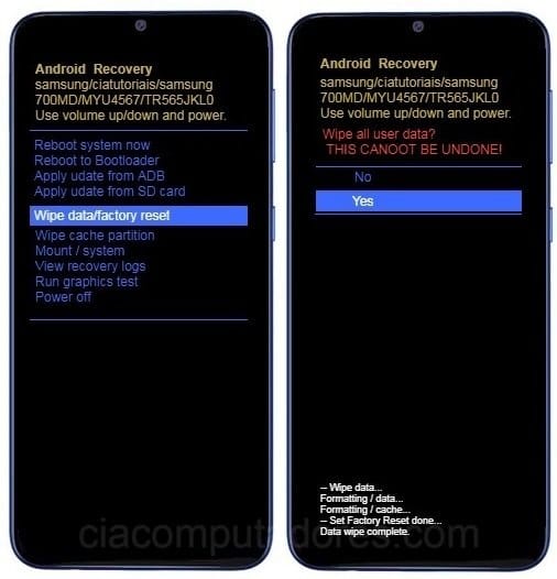 Como formatar Samsung Galaxy M31 através do modo de recuperação?