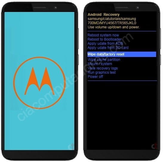 Como formatar Motorola Moto E6 Play através do modo de recuperação?
