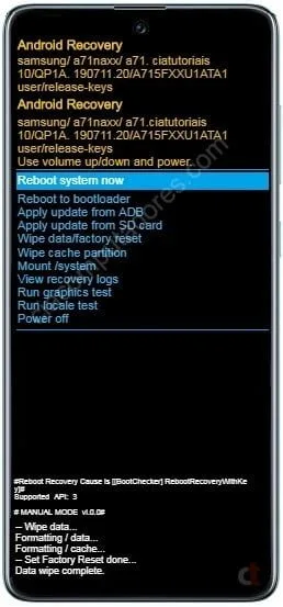 Como formatar o Samsung Galaxy A71 através do modo de recuperação?