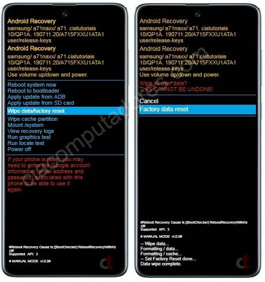 Como formatar o Samsung Galaxy A71 através do modo de recuperação?