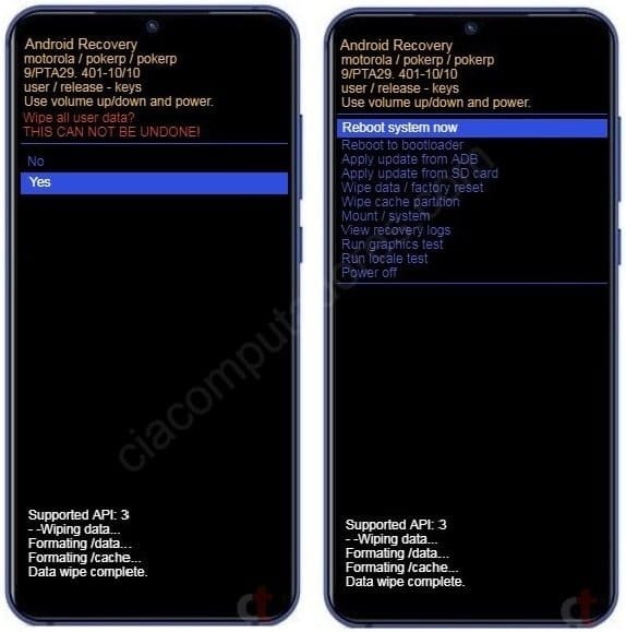 Como resetar Motorola Moto E6s pelo modo de recuperação?