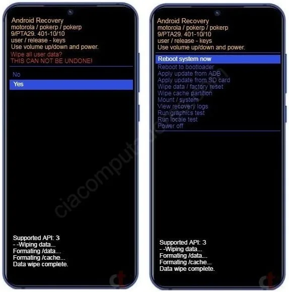 Como resetar Motorola Moto E6s pelo modo de recuperação?