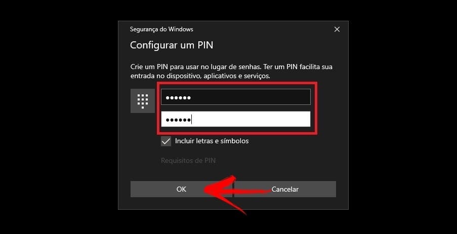 Configurando o PIN