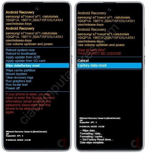 Como formatar o Samsung Galaxy Note 10 Lite através do modo de recuperação?