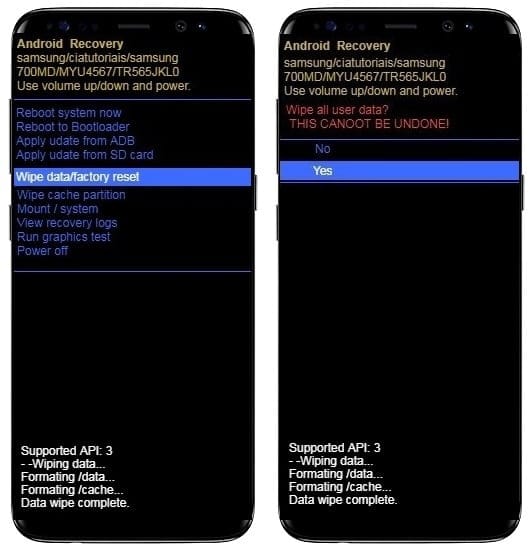 Como resetar Samsung Galaxy S8 ou Galaxy S8+ pelo modo de recuperação?