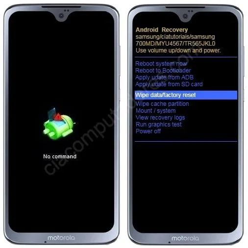 Como formatar Motorola Moto G7 Power através do modo de recuperação?