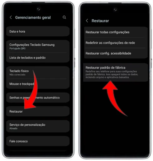 Como formatar Samsung Galaxy S10 Lite pelas configurações?