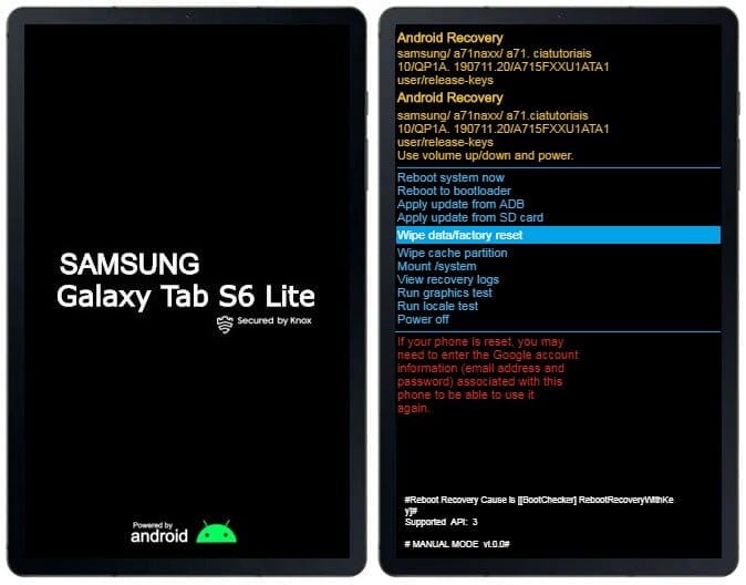 Como formatar Samsung Galaxy Tab S6 Lite (2020) pelo modo de recuperação?