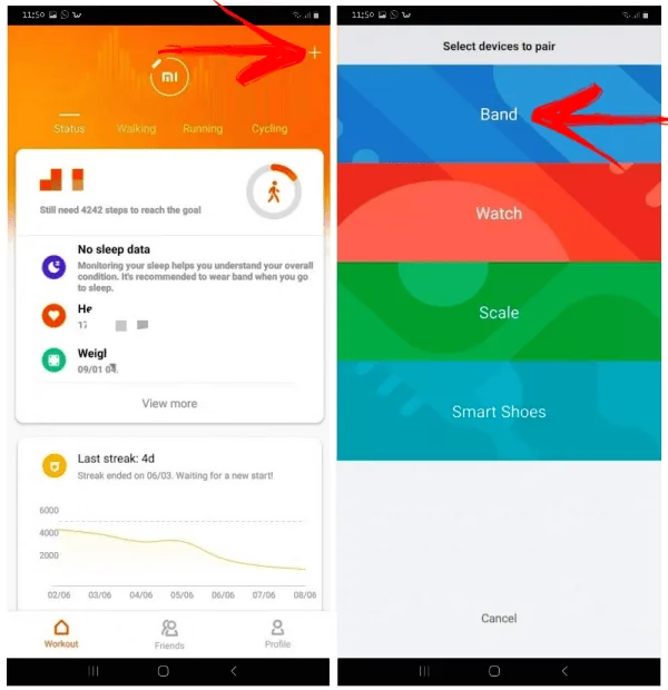 Emparelhando a Xiaomi Mi Band 4 corretamente