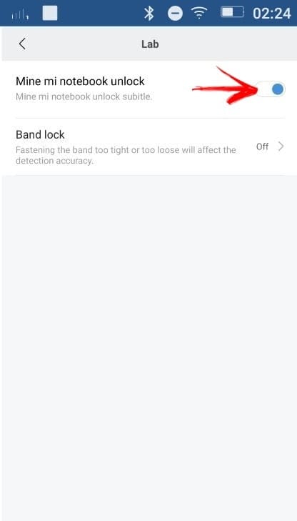 Ativando a opção Unlock Mi Notebook no Mi Fit