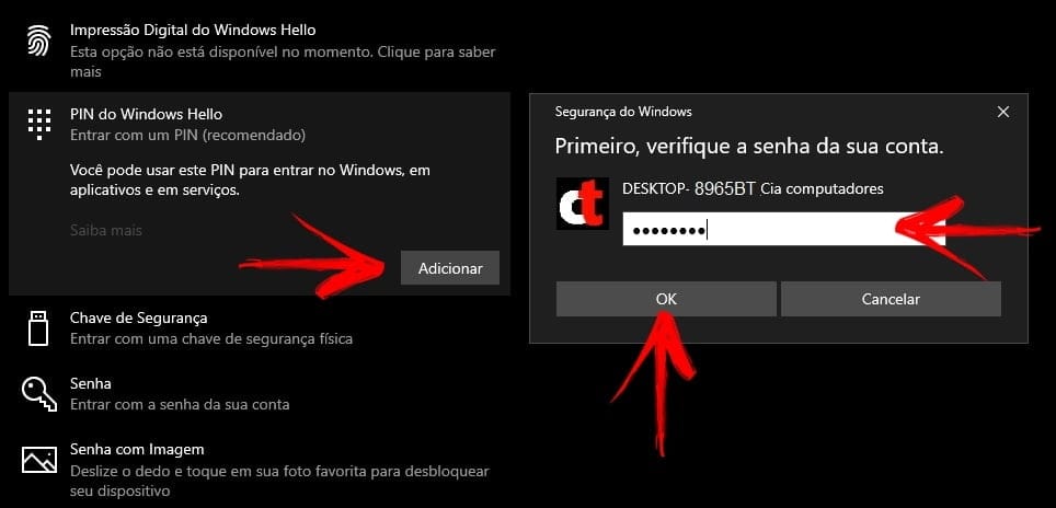 Conectando na conta Microsoft