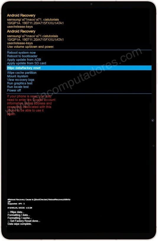 Como formatar o Samsung Galaxy Tab S7 pelo modo de recuperação?