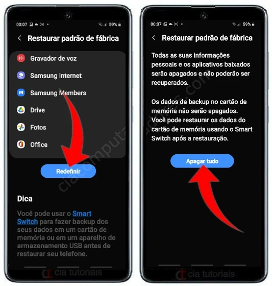 Como formatar o Samsung Galaxy M21s pelas configurações?