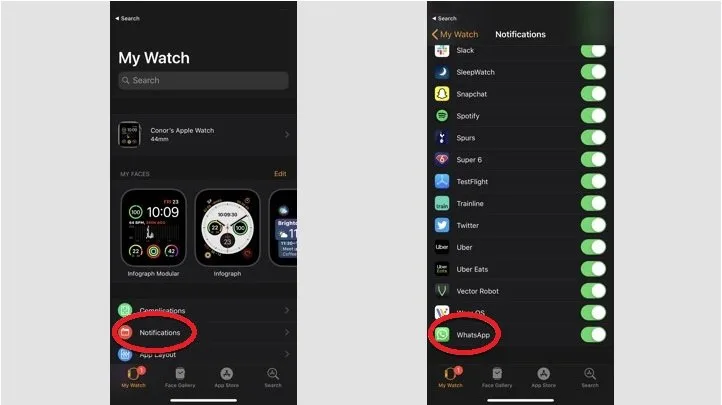 Recebendo notificações do WhatsApp no ​​Apple Watch
