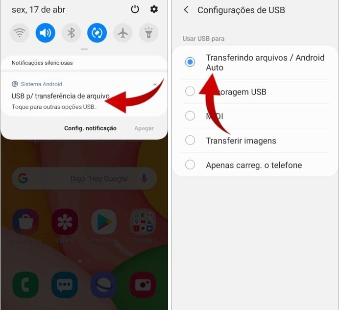 Samsung Galaxy: transferir arquivos para o computador