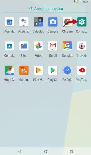 Como formatar o tablet infantil Multilaser pelas configurações passo 1.