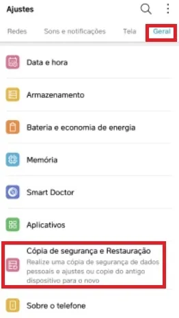 Criando backup no cartão de memória com o LG Mobile Switch