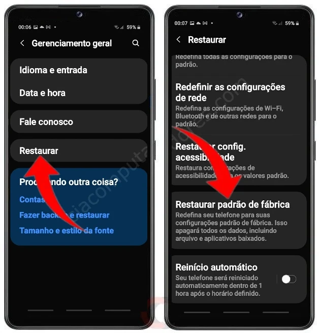 Como formatar Samsung Galaxy A32 ou Galaxy A32 5G pelas configurações?