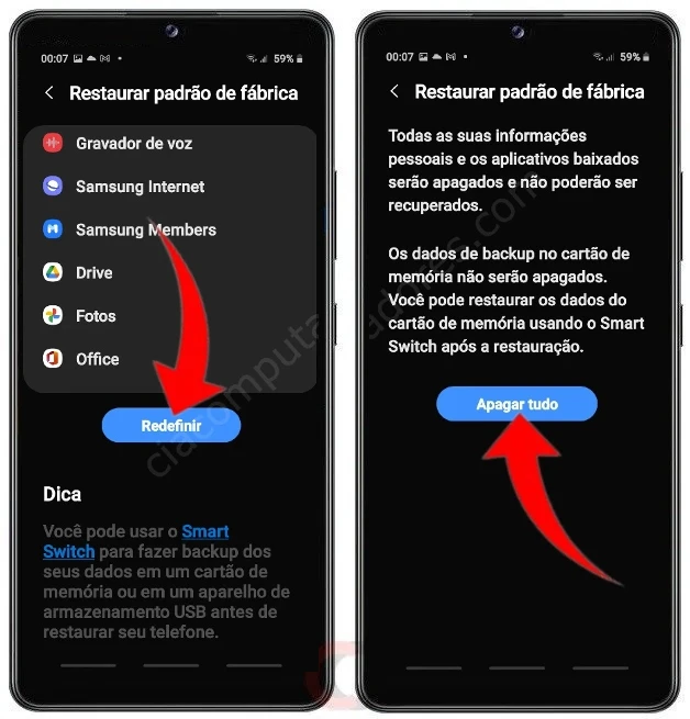 Como formatar Samsung Galaxy A32 ou Galaxy A32 5G pelas configurações?