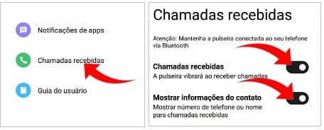 Habilitando as notificações de chamadas no Xiaomi Wear.