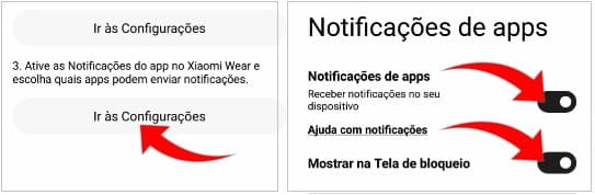 Ativando as notificações de apps no Xiaomi Wear.