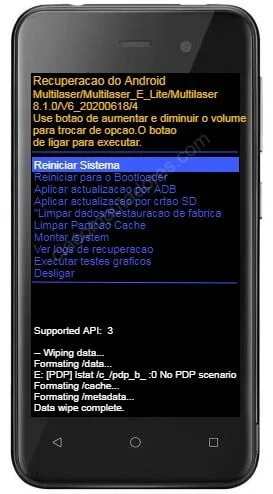 Reiniciar sistema Multilaser E Lite