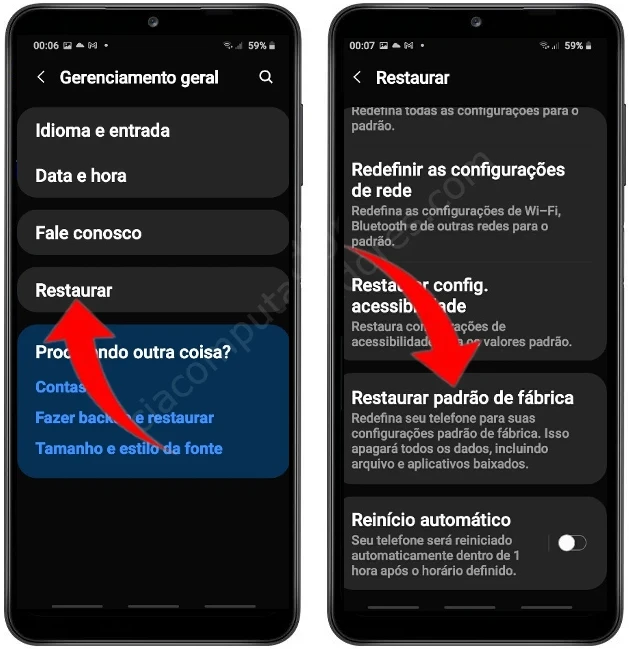 Como formatar Samsung Galaxy A12 pelas configurações?