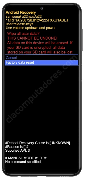 Como formatar Samsung Galaxy A22 pelo modo de recuperação?