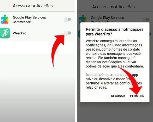 Ativando notificações de apps no DT94