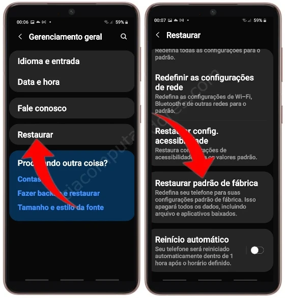 Como formatar Samsung Galaxy S21 pelas configurações?