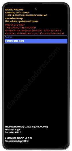 Como formatar Samsung Galaxy M62 pelo modo de recuperação?