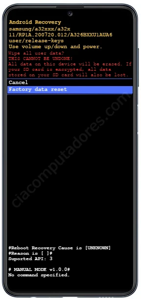 Como formatar Samsung Galaxy M32 pelo modo de recuperação?