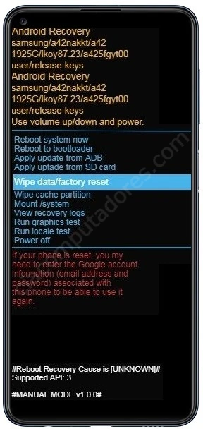 Como formatar o Samsung Galaxy A21s através do modo de recuperação?