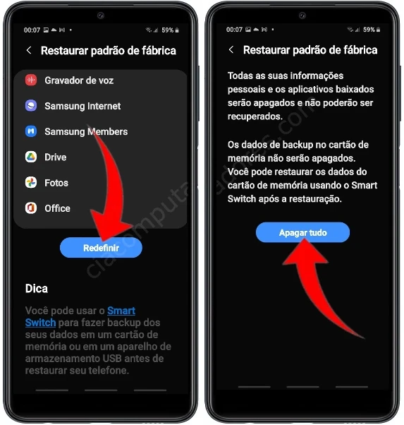 Como formatar o Samsung Galaxy M22 pelas configurações?
