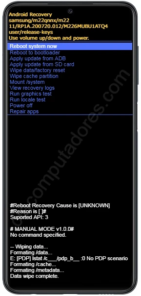 Como formatar o Samsung Galaxy M22 pelo modo de recuperação?