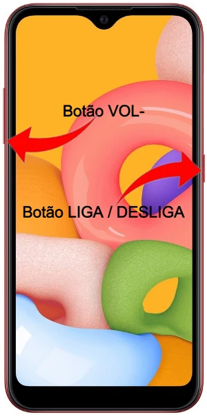Tirar print no Samsung Galaxy A01 usando a combinação dos botões